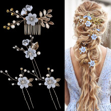 Faux Pearl Flower Hairpins Set 4 Pieces