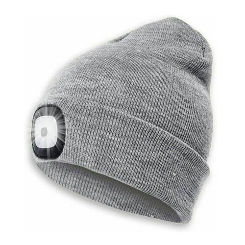 Morttic LED Beanie Cap Warm Knitted Winter Hat Light Grey