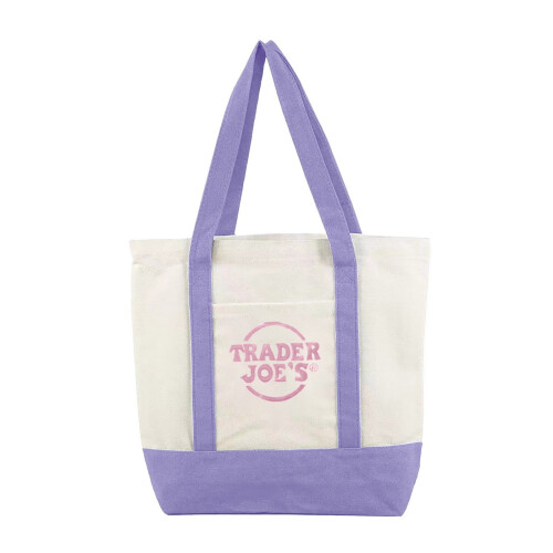 Μίνι τσάντα tote crossbody από καμβά Trader Joe's, μωβ