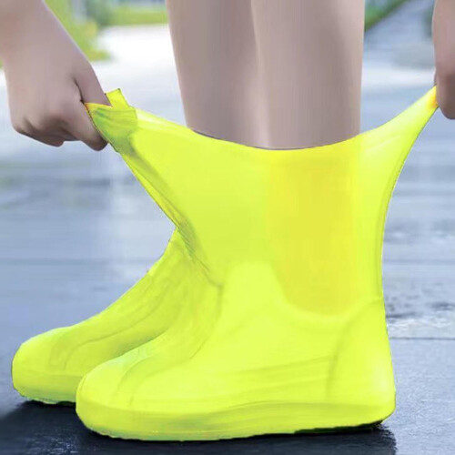 Surchaussures imperméables en silicone jaune réutilisables