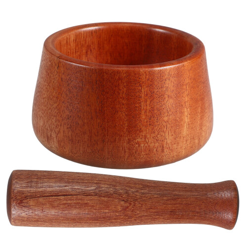 Mortier et pilon à ail en bois, portable, 1 ensemble 2