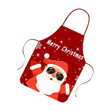 Christmas Apron with Santa Elk Snow House Snowman Design