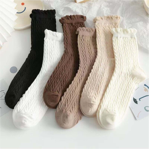 Women's Cotton Mid-Calf Ribbed Socks 3-Pack 1