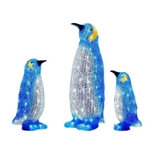 Décorations de jardin pingouins pré-illuminées à LED pour Noël extérieur