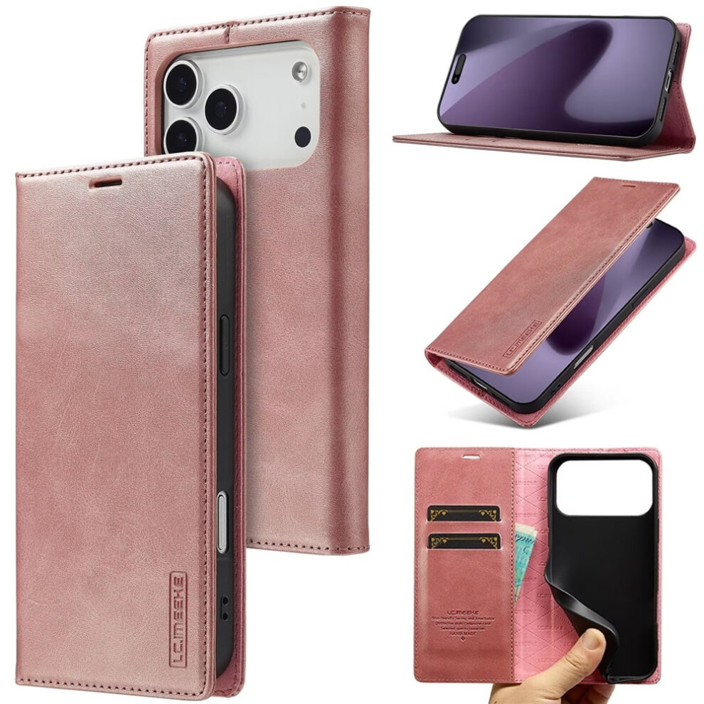 Leather Flip Wallet Case For Iphone 17 Pro Rose Gold 968604544583