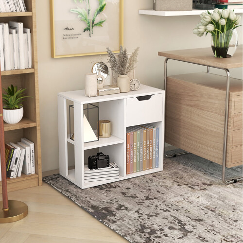 Wooden End Table with Drawer White 18" H 1