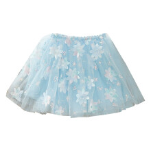 Gonna tutù da bambina, gonna da ballo classica con petali azzurri e paillettes.