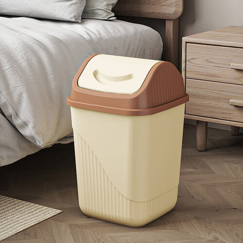 Swing Top Trash Can Yellow Plastic 12L