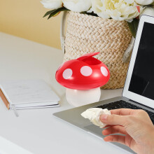 Poubelle de bureau en ABS, petite forme de champignon rouge