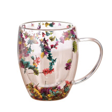 Tasse en verre borosilicate Ă double paroi isolante avec anse