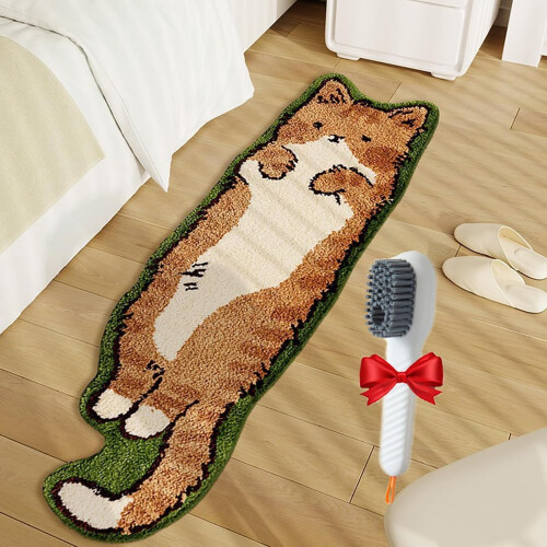 Katzenförmiger, getufteter Teppich, rutschfest, waschbar, 50 x 160 cm