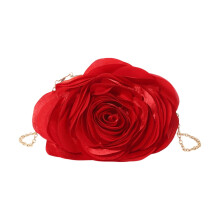 Rose Flower Mini Clutch Bag Satin Women 1pc