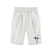 Girls Casual Bermuda Shorts White High Waisted Knee Length