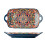Bohemian Ceramic Rectangular Serving Platter - 12.6inch Large Capacity Dinner Plate with Double Handles 2