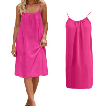 Naisten rento kesähihaton selkämys Cami-mekko pinkki