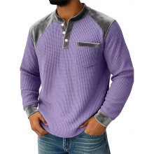 Sweat à capuche gaufré décontracté pour homme, violet, taille XL