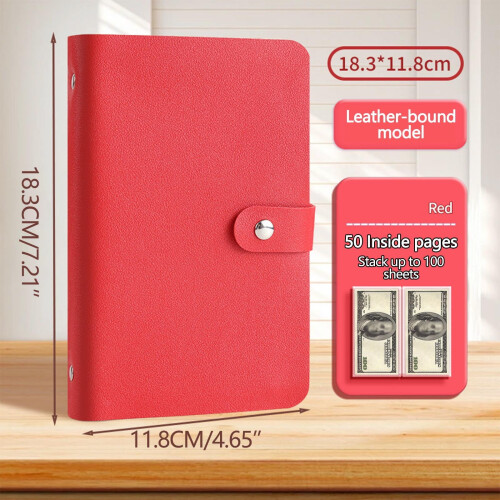 Money Saving Challenge Binder with 100 Cash Envelopes Red 2