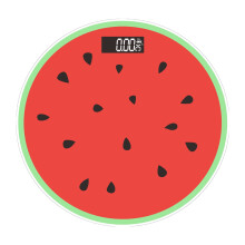 Glass Bathroom Scale with Fruit Pattern, 400 lbs, High