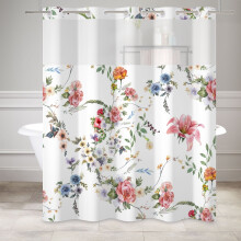 Rideau de douche rustique rose et bleu Ă motifs floraux 180 x 218 cm