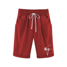 Girls Casual Bermuda Shorts Red High Waisted Knee Length