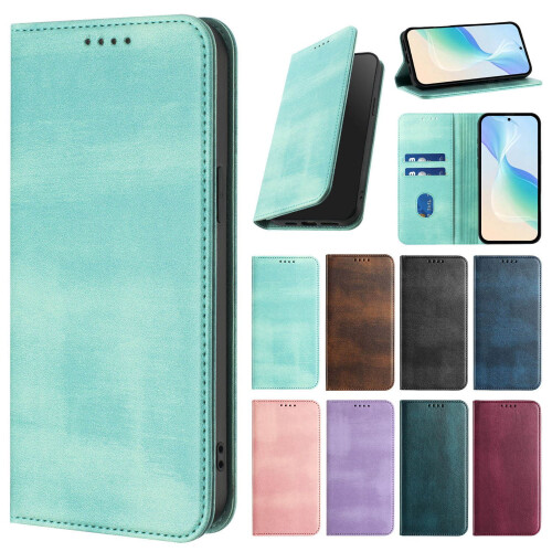 iPhone 16 Plus Brieftaschenhülle aus Leder, magnetisch, stoßfest