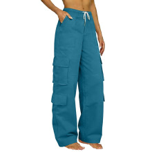 Pantaloni cargo elastici pentru femei, albastru XL
