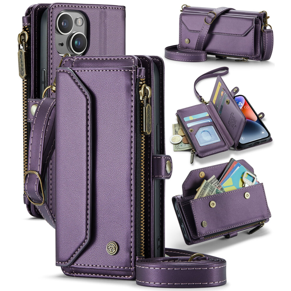 Caseme Leather Wallet Case For Iphone 14 6.1-Inch Purple 968604542350