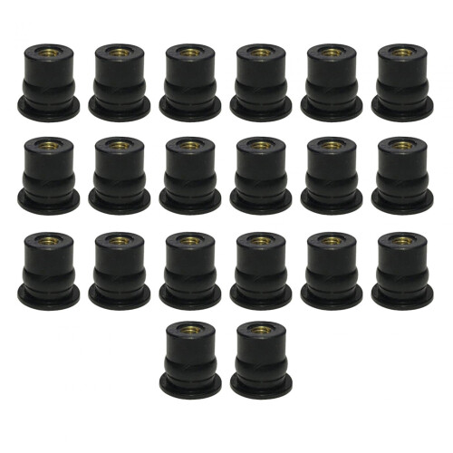 Rubber Motorcycle Windshield Nuts M6 20 Pack