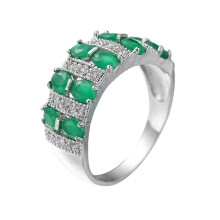 Diamond Ring Geometric Double Row Full Zircon Size 6-10