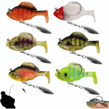6PCS Pre-Rigged Jig Head Soft Lures, Bluegill Swimbait with Paddle Tail, for Bass, Trout, Walleye, Crappie—Compatible with Spinning Gear