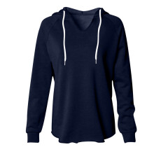 Oversized Damen-Kapuzenpullover mit Fleecefutter und V-Ausschnitt
