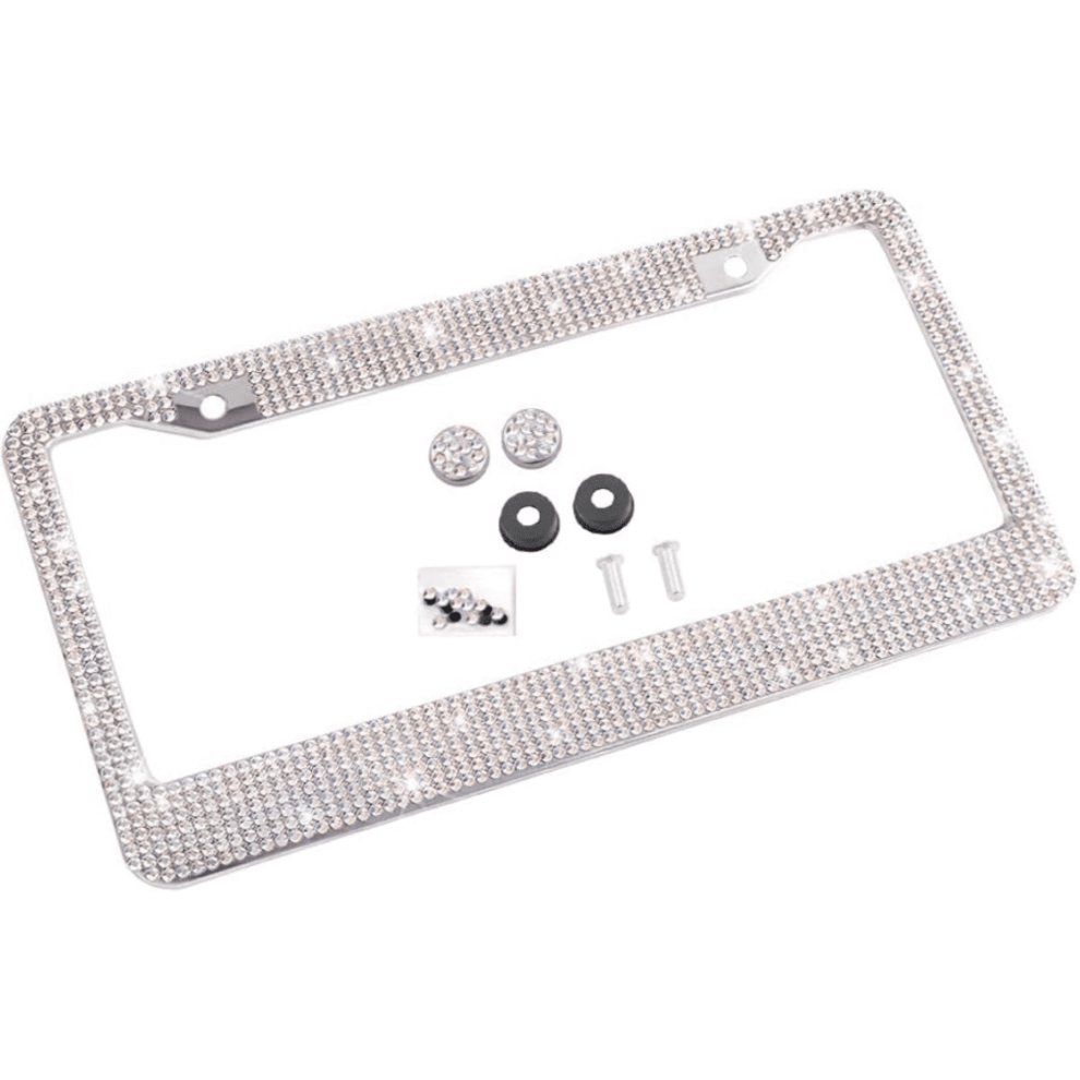 License Plate Frame Stainless Steel With Rhinestones And 9043876457333