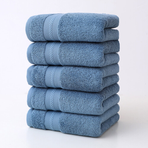 Cotton Bath Towel Set 5-Piece Thick Soft Absorbent Blue