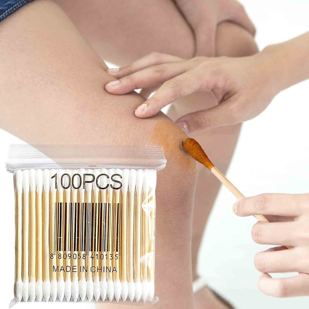 Wooden Cotton Swabs Double-Tipped 100-Pack
