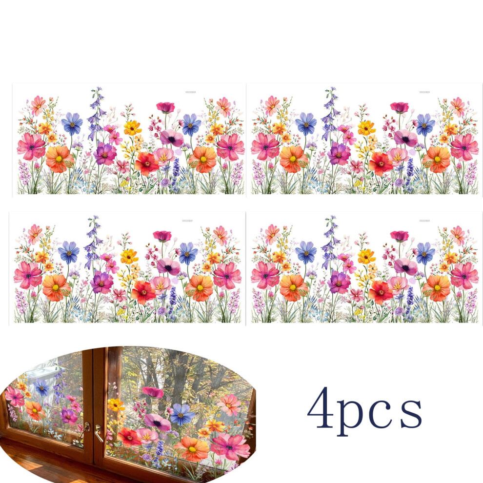 Flower Bouquet Window Stickers Static Double-Sided