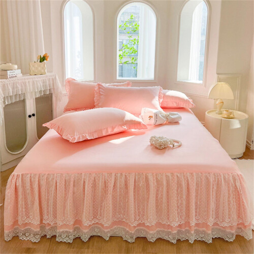 Couvre-lit à volants en dentelle style français en microfibre 1