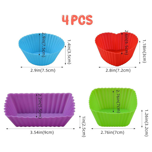 Silicone Cupcake Liners Reusable 4 10 or 12 Pieces