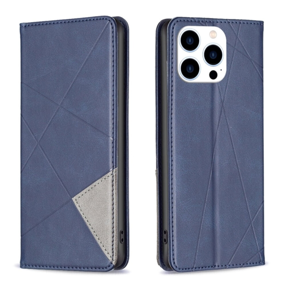 Rhombus Flip Wallet Leather Case For Iphone 16 Pro Blue 939152670802