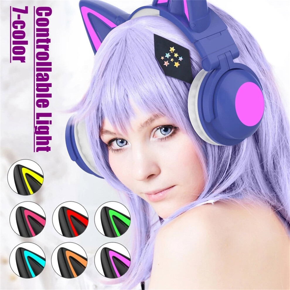 Wireless Bluetooth Cat Ear Headphones Over-Ear Foldable 974856022540