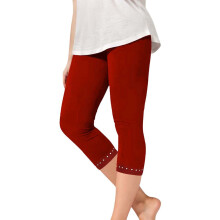 Capri Leggings for Girls High Waisted 3/4 Length Red Size