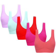 Supportive Sports Bras for Women Hot Pink 5PCS