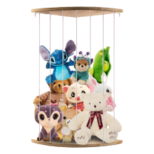 Organisateur pour Peluches Zoo en Bois Massif Rangement Jouets Suspendu Étagère d'Angle avec Cordes Élastiques Réglables