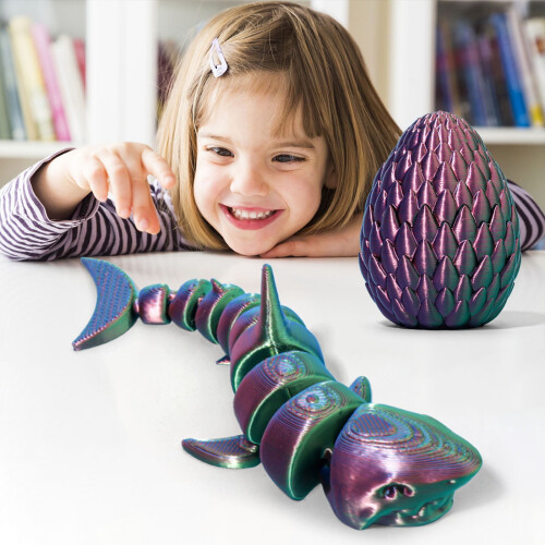 Poseable Shark Ornament with Egg – Realistic Plastic