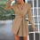 Lässiges, elegantes, einfarbiges Damenkleid mit langen Ärmeln und 5