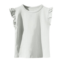 Girls Cotton Ruffle Short Sleeve Crewneck Tee
