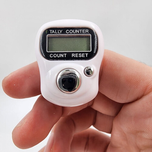 Verstelbare LED-vingerringteller, compact en geschikt voor thuisgebruik. 1