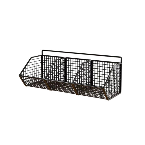 Ginger and Garlic Storage Box Wall-Mounted Black Iron Basket