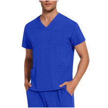Men's V-neck Scrubs Top Blue M