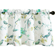Birds Vines Valance Semi-Blackout 52x18 Green Rod Pocket