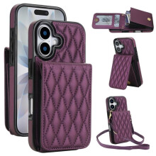 Dark Purple PU Leather RFID Wallet Case for iPhone 16 Plus